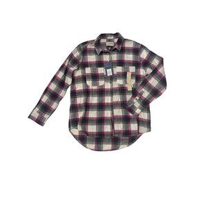 NWT Universal Thread Womens Pink & Black Plaid Flannel Button-Up Shirt XS 1780